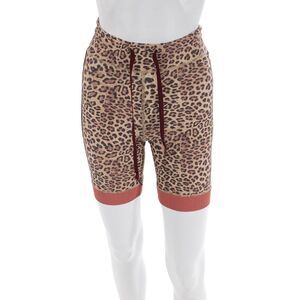 The Upside Womens High Rise Drawstring Leopard Biker Shorts Brown Size 4
